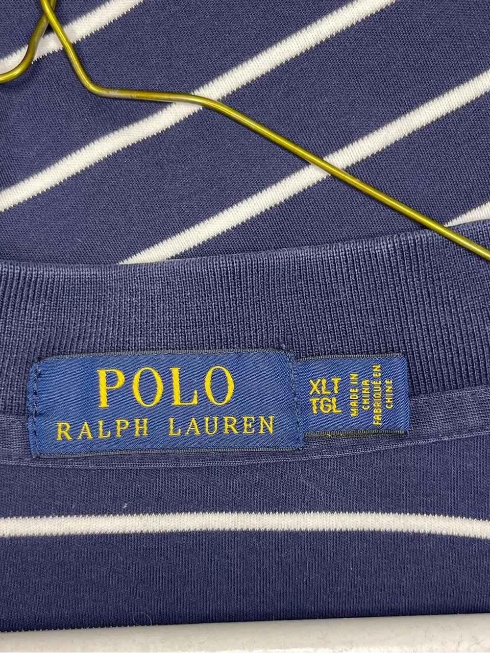 Ralph Lauren Navy & White Striped Polo Shirt